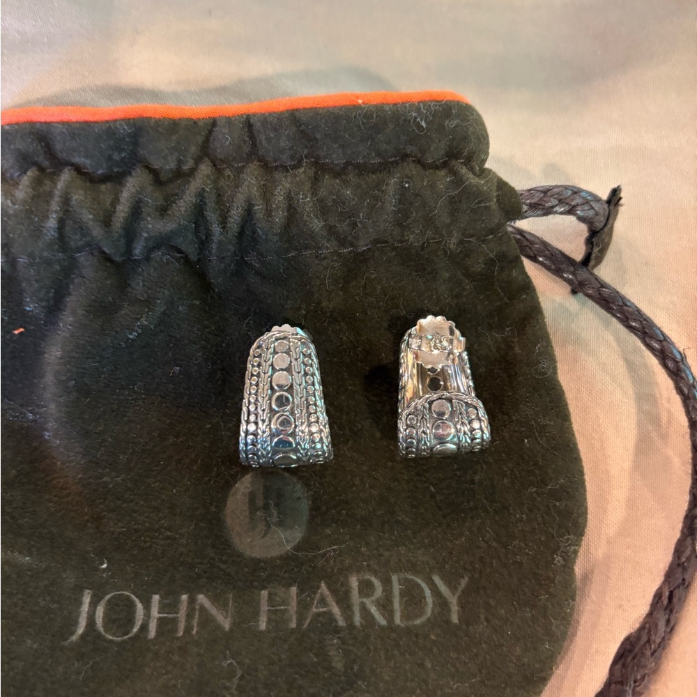 John Hardy Textured Silver Earrings